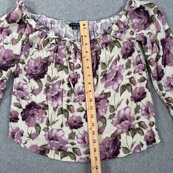 American Eagle Outfitters Off SHoulder Floral Peasant Blouse Women's Small Boho - Picture 5 of 8